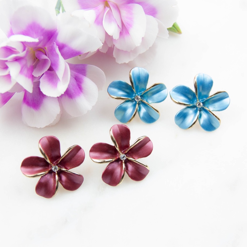 Hand-Painted Flower Earrings